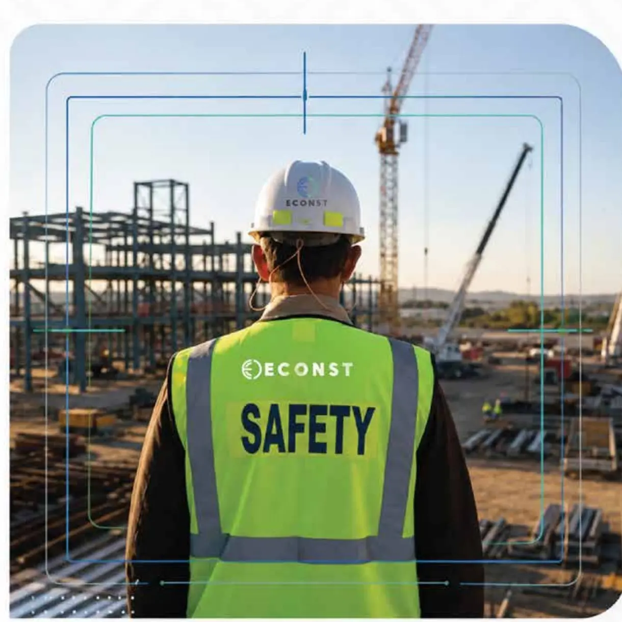 ECONST safety engineer at an active construction site